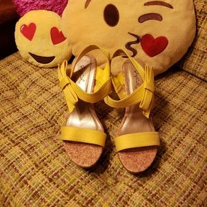 Qupid yellow wedge heels